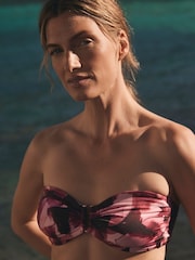 Mint Velvet Pink Camouflage Bandeau Hardware Italian Fabric Bikini Top - Image 3 of 7