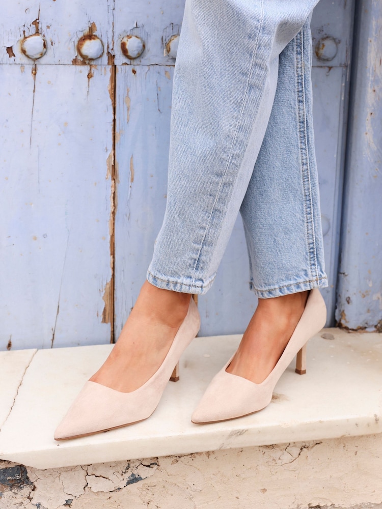 Linzi Nude Suede Kat Closed Court Stiletto Heels - Image 1 of 5