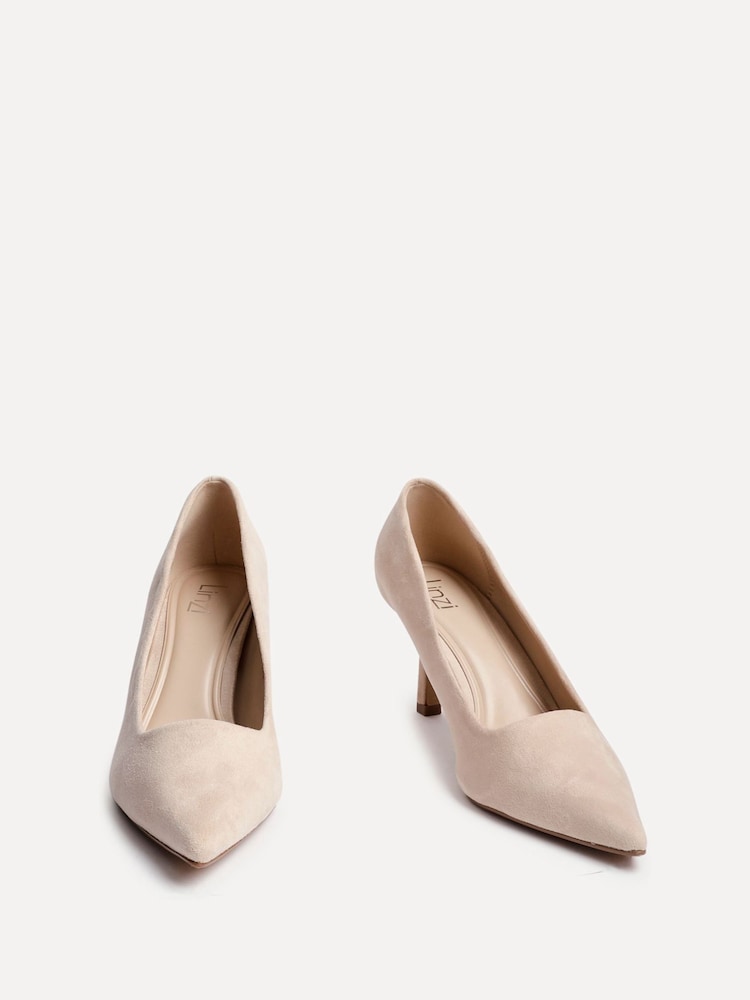 Linzi Nude Suede Kat Closed Court Stiletto Heels - Image 3 of 5