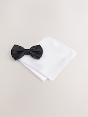 Black Bow Tie and Pocket Square Set - Image 1 of 5