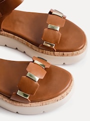 Linzi Brown Stride Flatform Sandals With Gold Detailing - Image 5 of 5