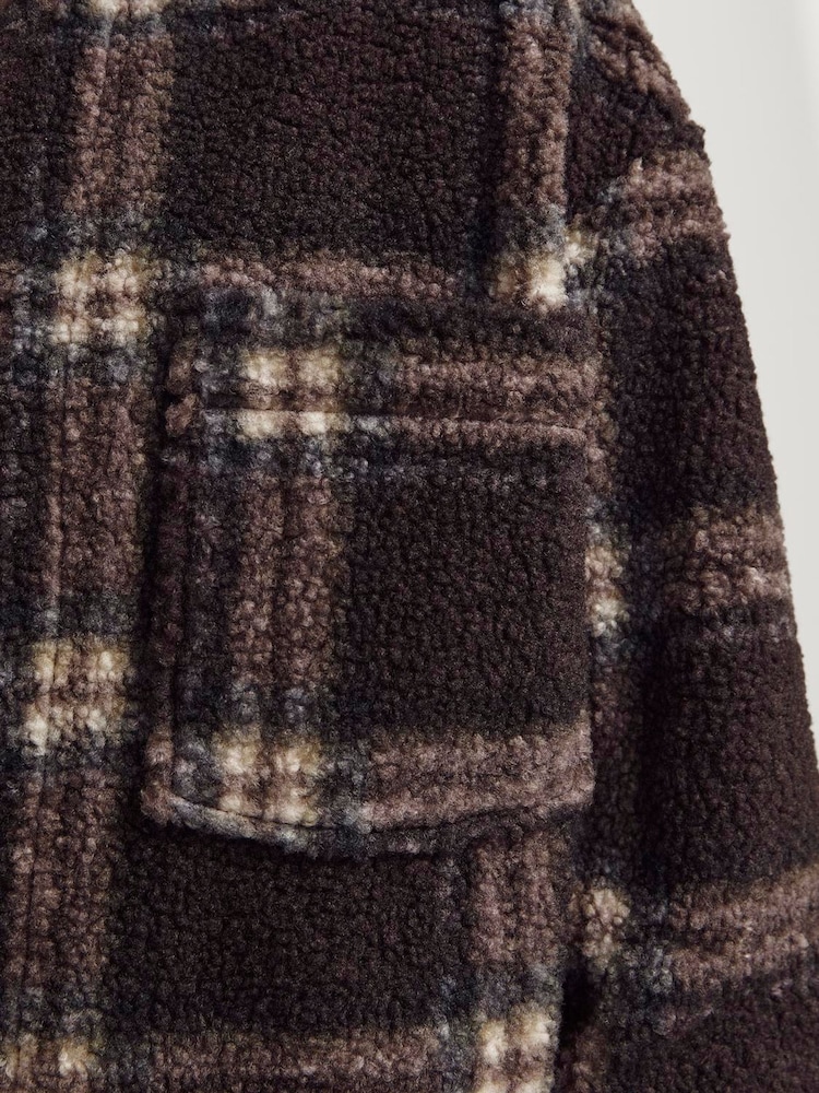 JACK & JONES Brown Checked Teddy Overshirt - Image 5 of 5