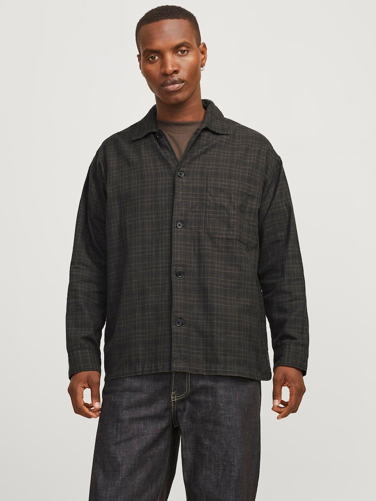 JACK & JONES Grey Long Sleeved Checked Overshirt - Image 1 of 6