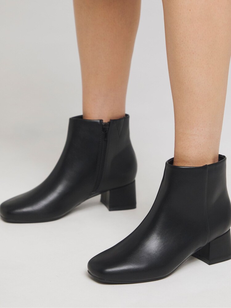 JD Williams Black Low Block Heel Ankle Boots In Extra Wide Fit - Image 1 of 4