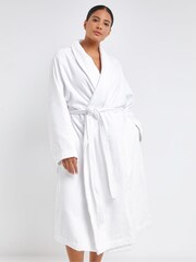 Simply Be White Pretty Secrets 100% Cotton Towling Dressing Gown - Image 4 of 4