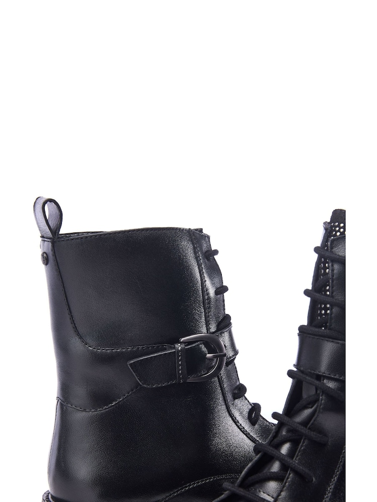 Negru - Moda in Pelle Oberon Mid Height Lace-Up Leather Boots - Image 4 of 4