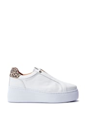 Blanco - Moda in Pelle Aneeba Elasticated Front Chunky Leather Trainers - Imagen 1 de 4