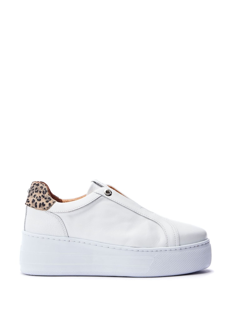 Blanco - Moda in Pelle Aneeba Elasticated Front Chunky Leather Trainers - Imagen 1 de 4