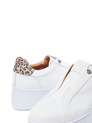 Blanco - Moda in Pelle Aneeba Elasticated Front Chunky Leather Trainers - Imagen 4 de 4