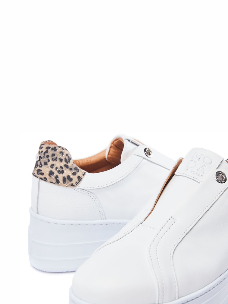 Blanco - Moda in Pelle Aneeba Elasticated Front Chunky Leather Trainers - Imagen 4 de 4
