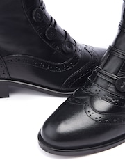Moda in Pelle Sherice Button Front Brogue Detail Leather Long Boots - Image 4 of 4