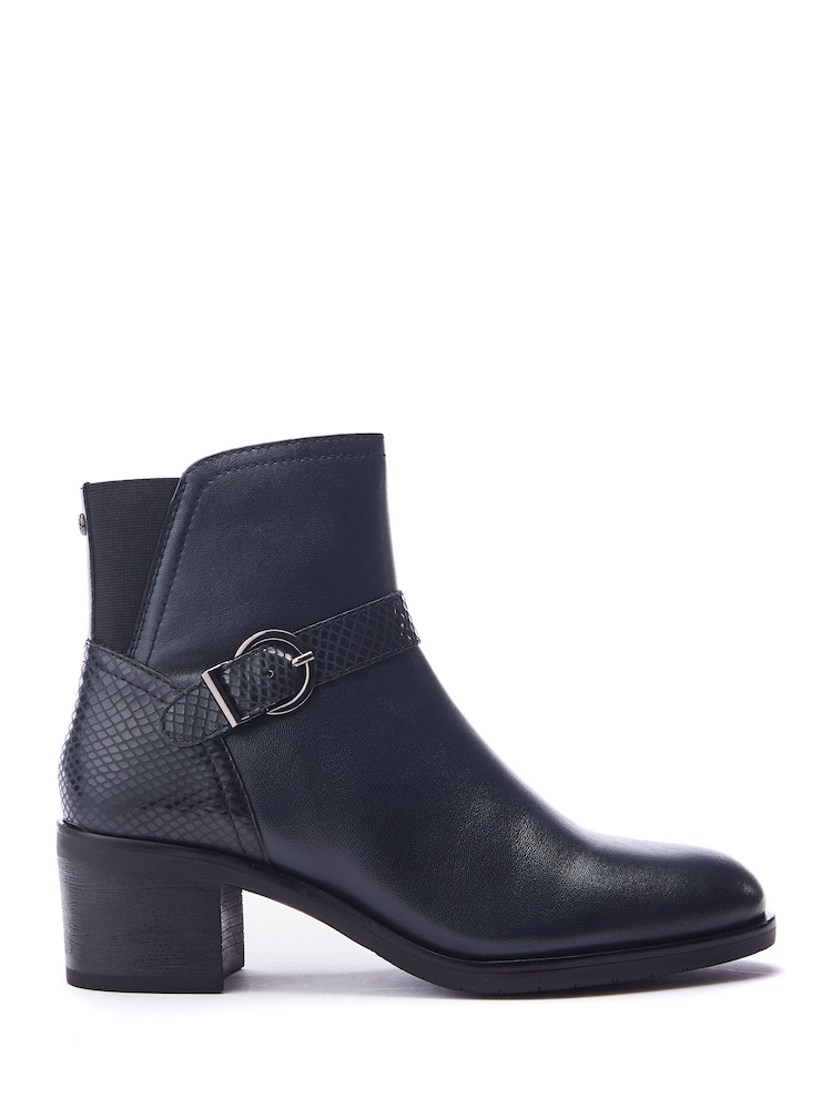 Moda in Pelle Leighton Leather Block Heel Ankle Boots With Strap Detail - Image 1 of 4