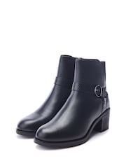 Moda in Pelle Leighton Leather Block Heel Ankle Boots With Strap Detail - Image 2 of 4