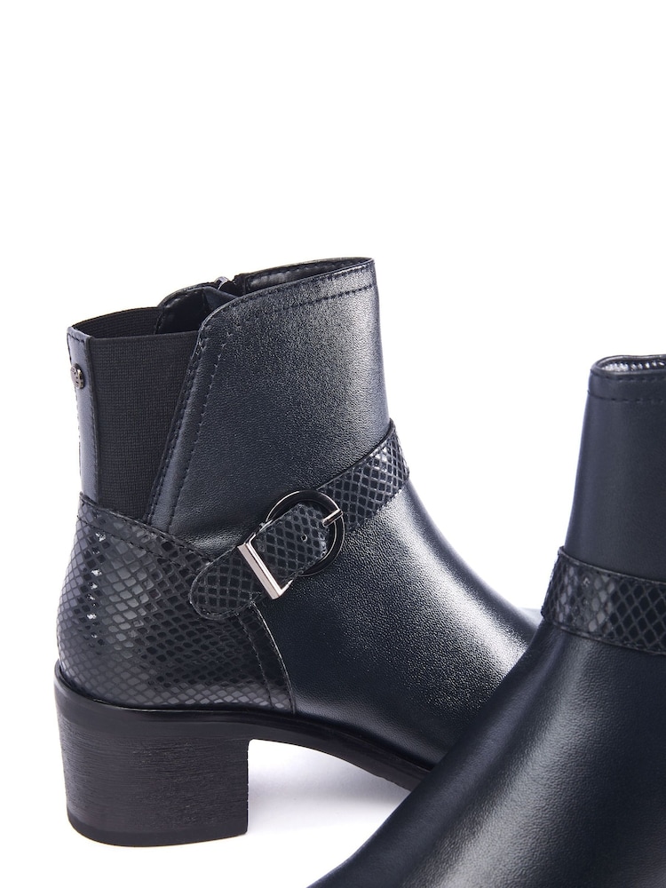 Moda in Pelle Leighton Leather Block Heel Ankle Boots With Strap Detail - Image 4 of 4