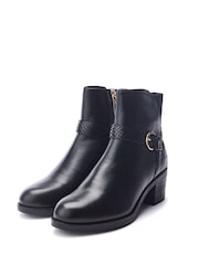 Moda in Pelle Leighton Leather Block Heel Ankle Boots With Strap Detail - Image 2 of 4