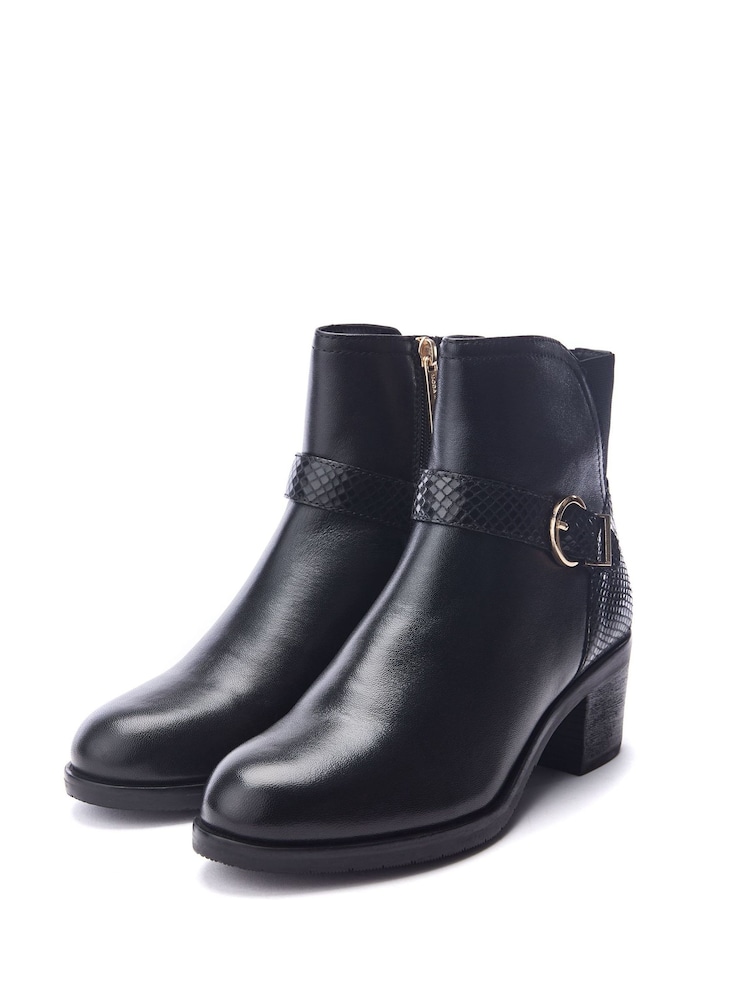 Moda in Pelle Leighton Leather Block Heel Ankle Boots With Strap Detail - Image 2 of 4