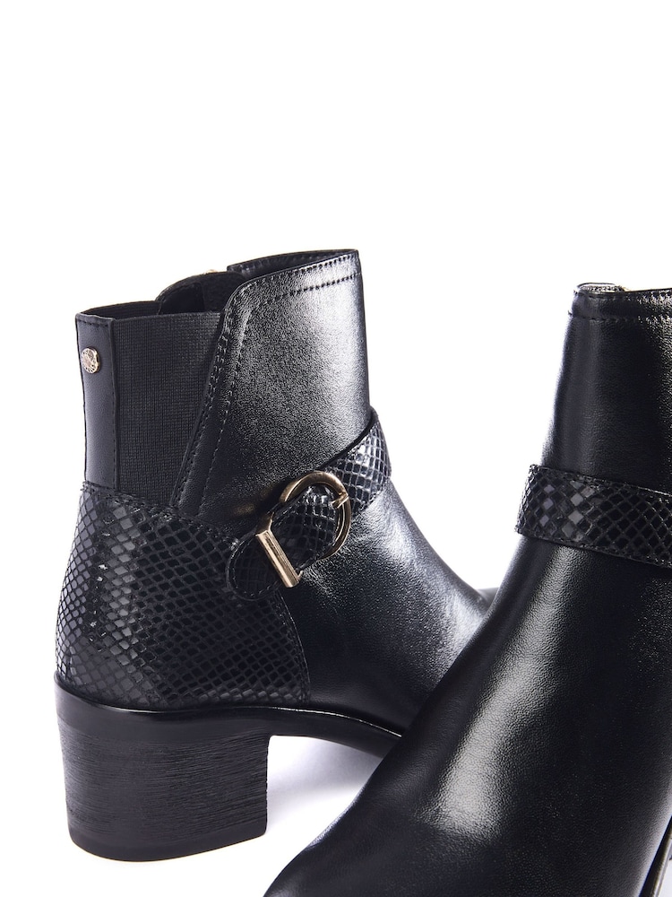 Moda in Pelle Leighton Leather Block Heel Ankle Boots With Strap Detail - Image 4 of 4