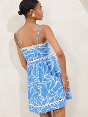 Lipsy Blue Ric Rac Trim Cami Mini Dress - Image 4 of 4