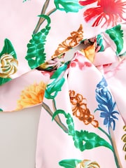 Pink Floral Print Pre Tied Satin Headscarf - Image 5 of 6