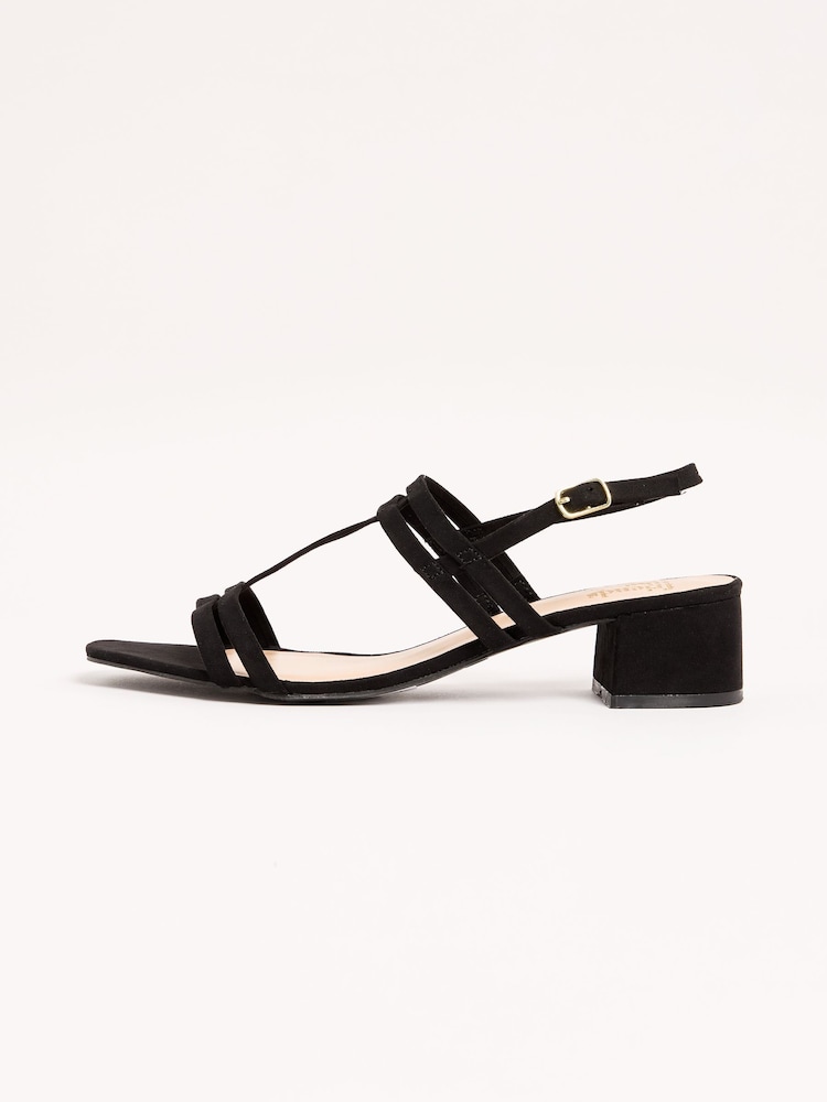 Friends Like These Black Standard Fit Minimal Block Low Heel Sandals - Image 5 of 5