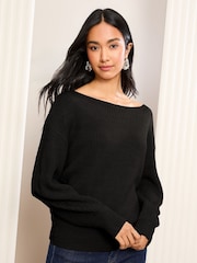 Friends Like These Black Petite Off The Shoulder Jumper - Image 1 of 5