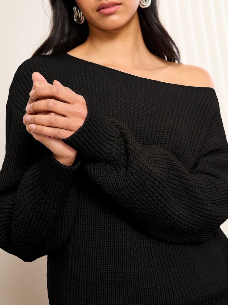 Friends Like These Black Petite Off The Shoulder Jumper - Image 2 of 5