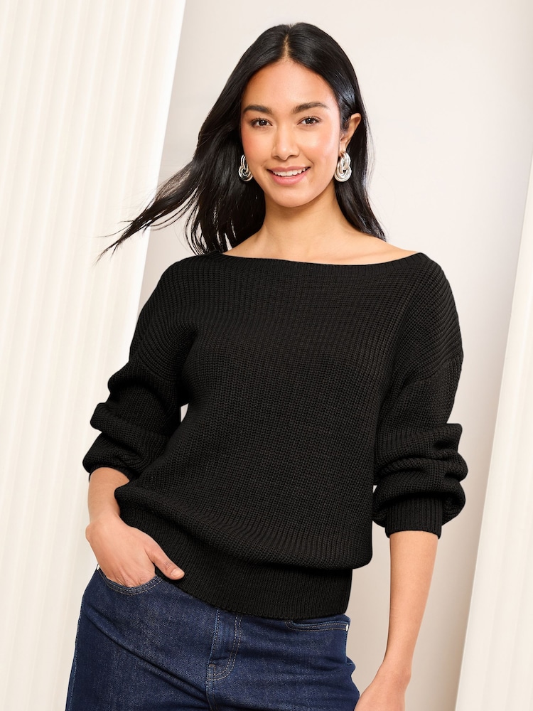 Friends Like These Black Petite Off The Shoulder Jumper - Image 5 of 5