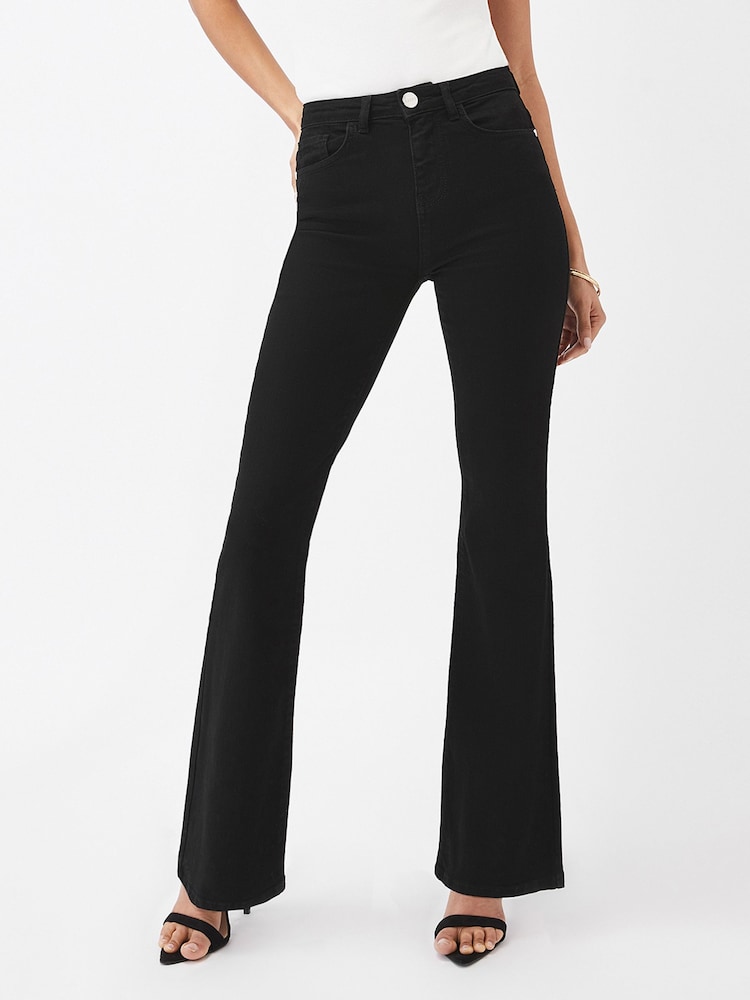 Lipsy Black Mid Rise Flare Jeans - Image 2 of 4