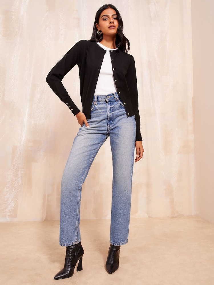 Friends Like These Black Crew Neck Cardigan - Image 3 of 4