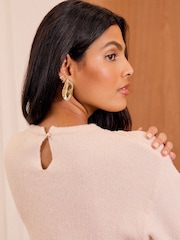 Love & Roses Ivory White Floral Cosy Stitch Detail Jumper - Image 4 of 4