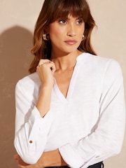 Love & Roses White Long Sleeve V-Neck 100% Cotton Jersey T-Shirt - Image 3 of 4