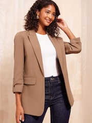 Friends Like These Natural Edge to Edge Button Detail Blazer - Image 1 of 4