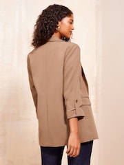 Friends Like These Natural Edge to Edge Button Detail Blazer - Image 2 of 4