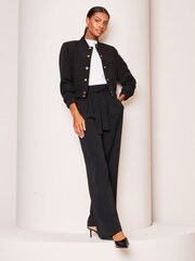 Lipsy Black Belted Wide Leg Trousers - Image 4 of 4