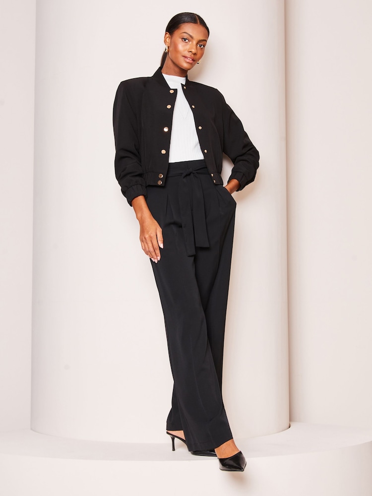 Lipsy Black Belted Wide Leg Trousers - Image 4 of 4
