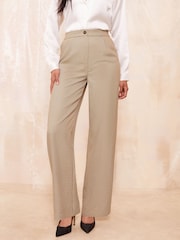 Friends Like These Brown Wide Leg Tailored Check Trousers - Image 1 of 4