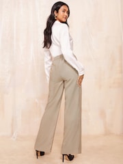Friends Like These Brown Wide Leg Tailored Check Trousers - Image 4 of 4