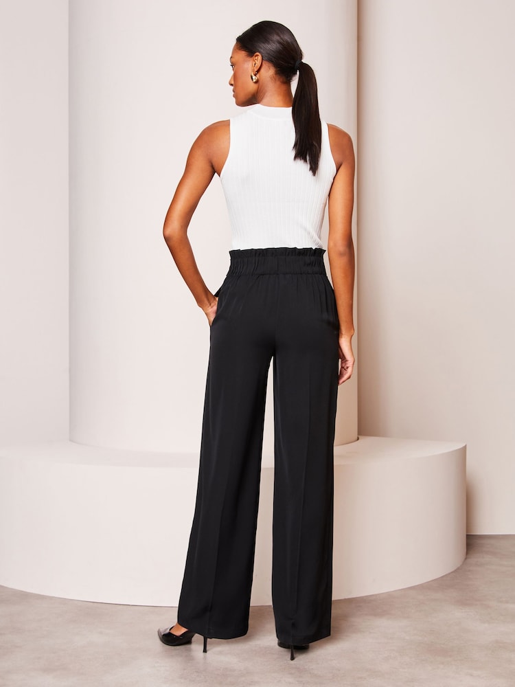 Lipsy Black Petite Belted Wide Leg Trousers - Image 2 of 4