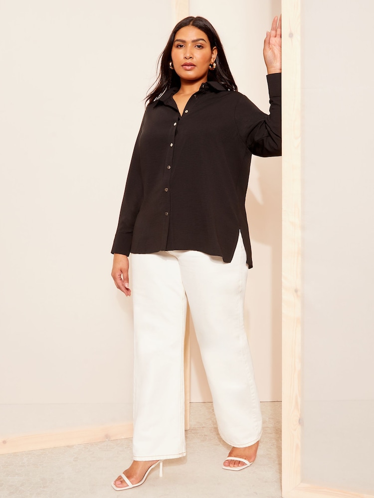 Curves Like These Black Long Sleeve Relaxed Shirt - Image 2 of 8