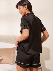 Lipsy Black Satin Shorts Sleeve Shorts Pyjamas - Image 2 of 4