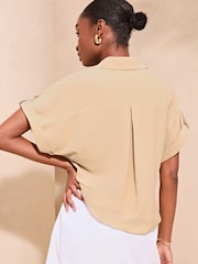 Lipsy Brown Short Sleeve Utility Shirt - Image 2 of 4
