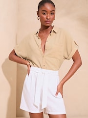 Lipsy Brown Short Sleeve Utility Shirt - Image 4 of 4
