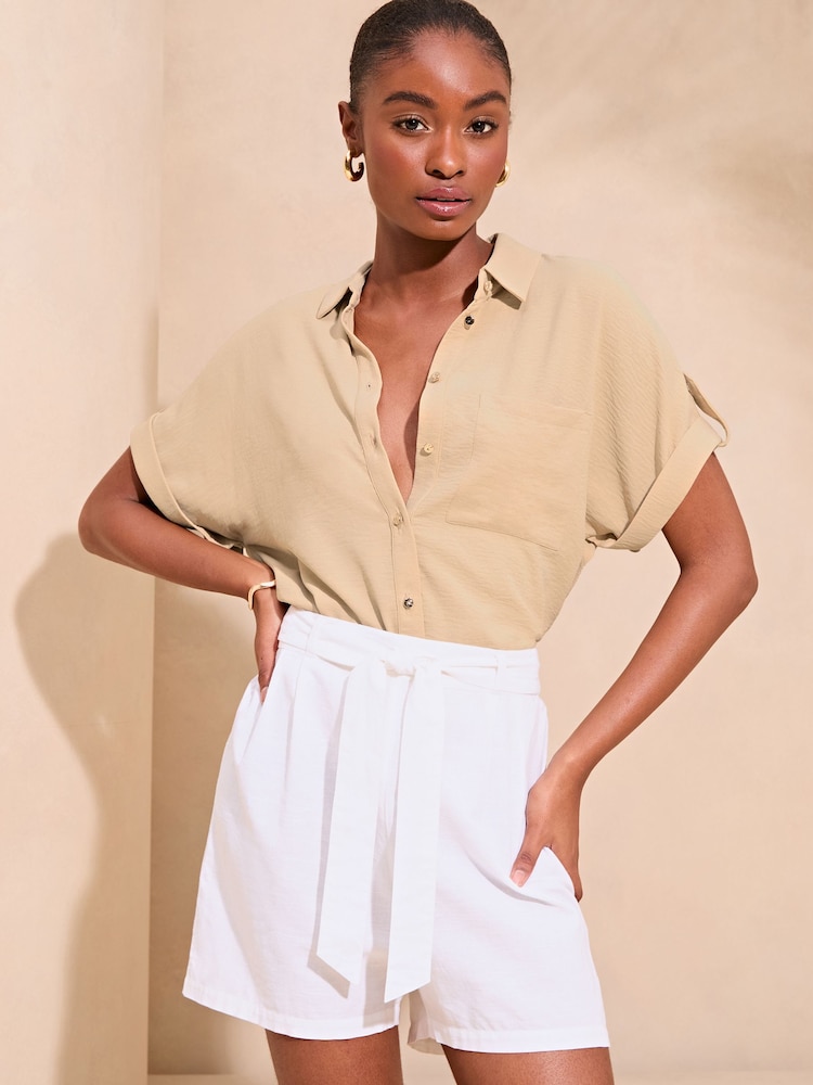 Lipsy Brown Short Sleeve Utility Shirt - Image 4 of 4