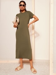 Friends Like These Green Straight Short Sleeve T-Shirt Dress - Image 1 of 4