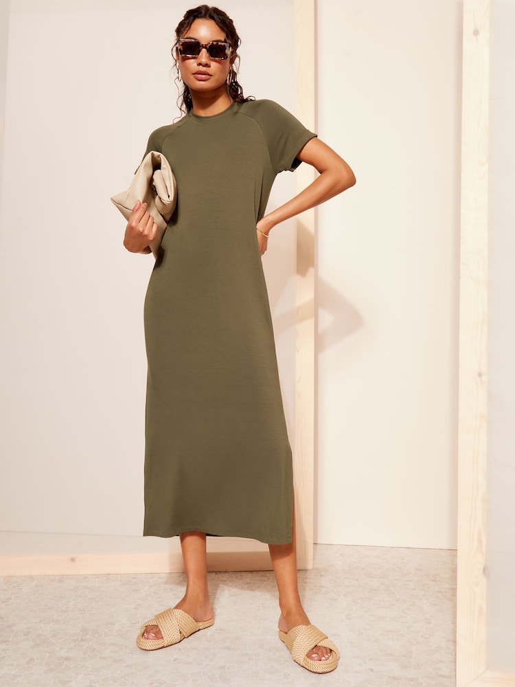 Friends Like These Green Straight Short Sleeve T-Shirt Dress - Image 1 of 4