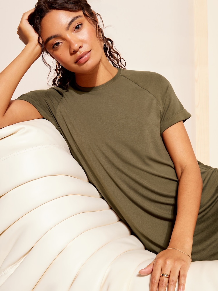 Friends Like These Green Straight Short Sleeve T-Shirt Dress - Image 2 of 4
