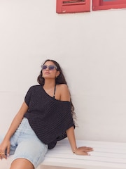 Black Slouchy Knit Tank - Image 3 of 7