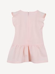Chloé Baby Pink Paris Logo Short Sleeve Dress With Frill Sleeves - Image 2 of 3