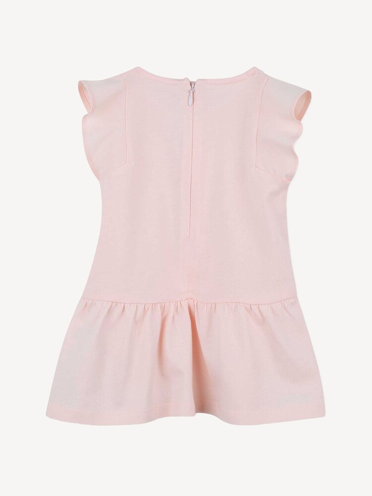 Chloé Baby Pink Paris Logo Short Sleeve Dress With Frill Sleeves - Image 2 of 3