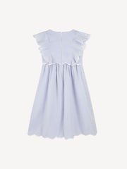 Chloé Blue Pinstripe Summer Dress With Scalloping and Broderie Detail - Image 2 of 5